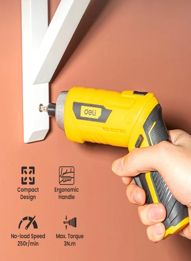 ديلي مجموعة مفكات براغي لاسلكية من ديلي DL-DP04-E2B1، 3.6 فولت، 250 دورة في الدقيقة، بطارية ليثيوم أيون 1.5 أمبير، مفك براغي قابل للعكس مع 10 رؤوس براغي، مصباح LED للعمل، عزم دوران أقصى 3.0 نيوتن متر، ظرف بدون مفتاح، للاستخدام المنزلي والتجاري. - Image 3